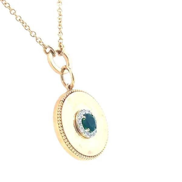 Chrome Diopside & Diamond Medallion Pendant-14ky Image 3 Bryan Jewelry Prattville, AL