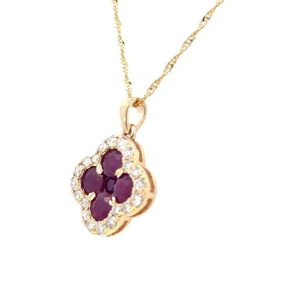 Clover Ruby & Diamond Pendant-14ky Image 2 Bryan Jewelry Prattville, AL