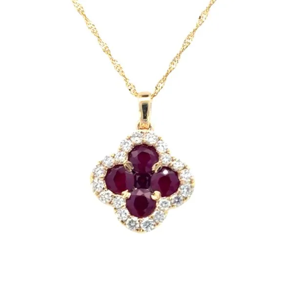 Clover Ruby & Diamond Pendant-14ky Bryan Jewelry Prattville, AL