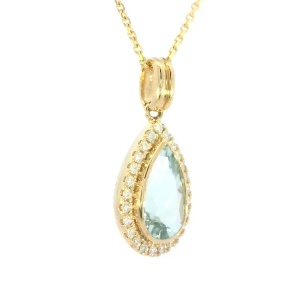 Aquamarine & Diamond Pendant in 14k yellow gold Image 3 Bryan Jewelry Prattville, AL