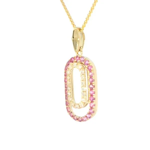 14ky Pink Sapphire & Diamond Pendant Image 2 Bryan Jewelry Prattville, AL