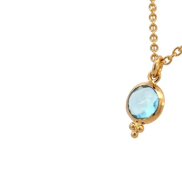 Blue Topaz Pendant with adjustable chain in yellow vermeil Image 3 Bryan Jewelry Prattville, AL
