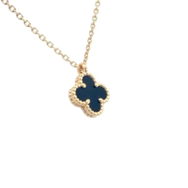Clover/Alhambra shaped Black Onyx Pendant-18ky Choker Image 3 Bryan Jewelry Prattville, AL