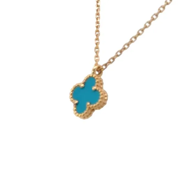 Clover/Alhambra shaped Turquoise Pendant-18ky Choker Image 2 Bryan Jewelry Prattville, AL
