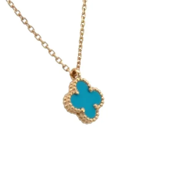 Clover/Alhambra shaped Turquoise Pendant-18ky Choker Image 3 Bryan Jewelry Prattville, AL