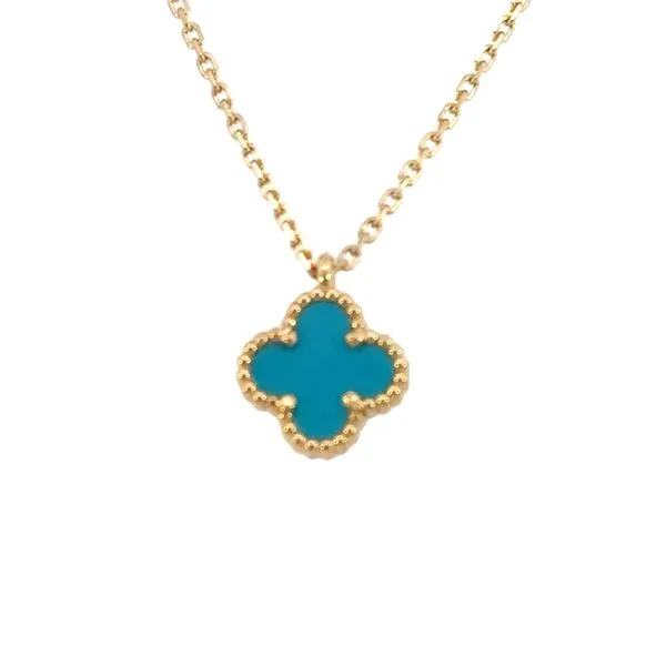 Clover/Alhambra shaped Turquoise Pendant-18ky Choker Image 4 Bryan Jewelry Prattville, AL