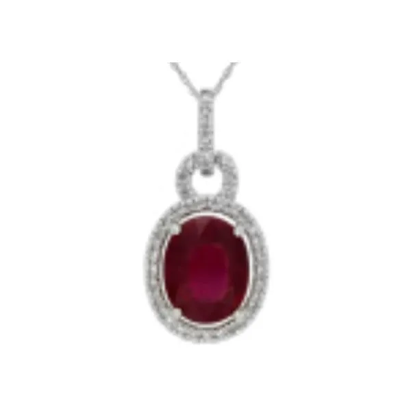 Glass Filled Oval Ruby & Diamond Pendant Bryan Jewelry Prattville, AL