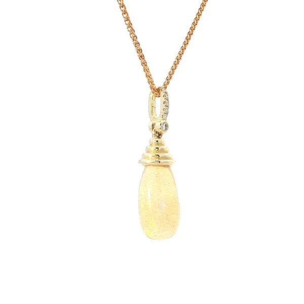 Golden Glow and Fire: Briolette Opal & Diamond Pendant Image 2 Bryan Jewelry Prattville, AL