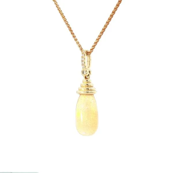 Golden Glow and Fire: Briolette Opal & Diamond Pendant Image 3 Bryan Jewelry Prattville, AL