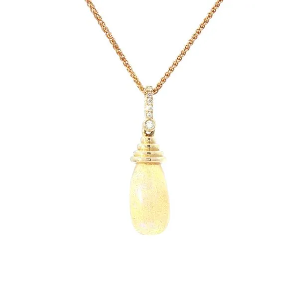 Golden Glow and Fire: Briolette Opal & Diamond Pendant Bryan Jewelry Prattville, AL