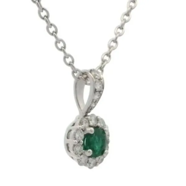 Emerald and Diamond pendant in 14kw Image 2 Bryan Jewelry Prattville, AL