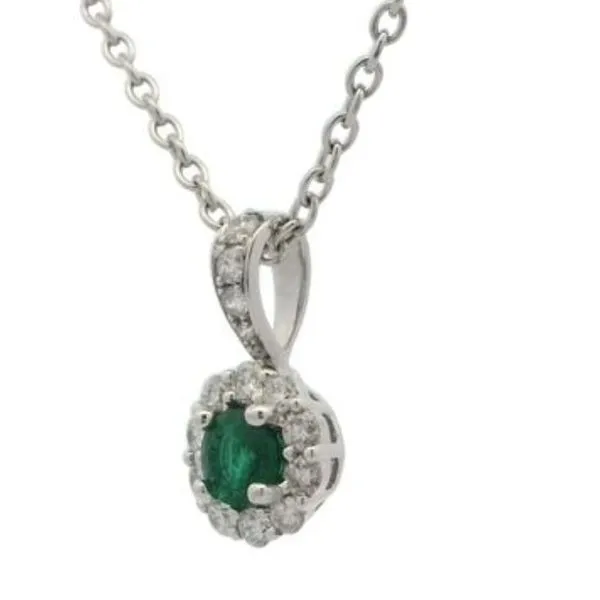 Emerald and Diamond pendant in 14kw Image 3 Bryan Jewelry Prattville, AL