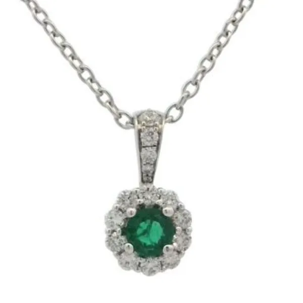 Emerald and Diamond pendant in 14kw Bryan Jewelry Prattville, AL