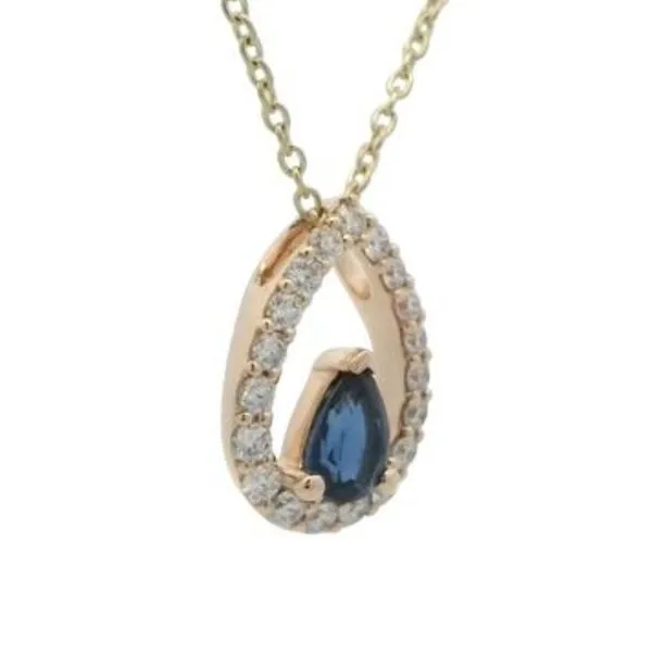 Sapphire and diamond necklace in 14k yellow gold Image 2 Bryan Jewelry Prattville, AL