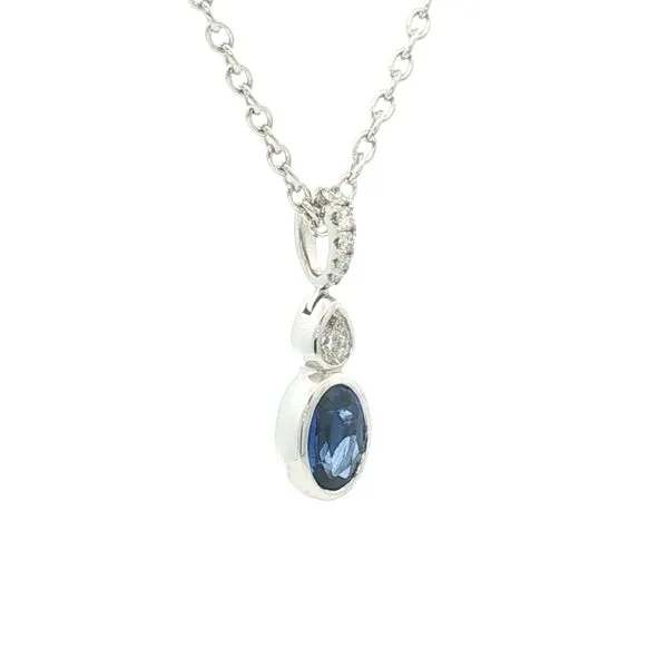 Bezel Set Sapphire & Diamond Pendant in 14kw Image 2 Bryan Jewelry Prattville, AL