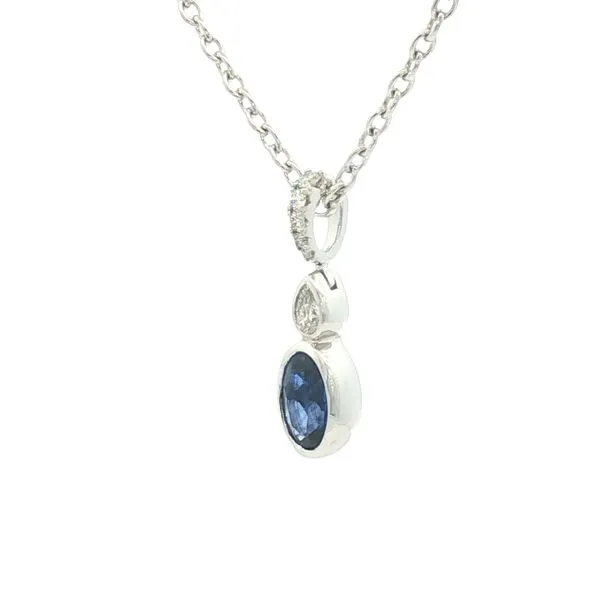 Bezel Set Sapphire & Diamond Pendant in 14kw Image 3 Bryan Jewelry Prattville, AL