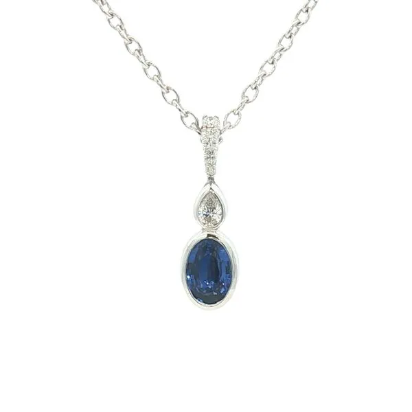 Bezel Set Sapphire & Diamond Pendant in 14kw Bryan Jewelry Prattville, AL