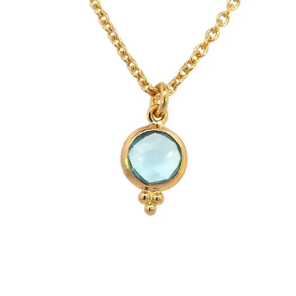 Blue Topaz Pendant with adjustable chain in yellow vermeil Image 2 Bryan Jewelry Prattville, AL