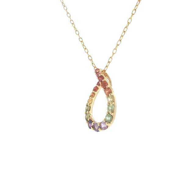 Spectrum of Brilliance: Rainbow Sapphire Drop Pendant Image 3 Bryan Jewelry Prattville, AL