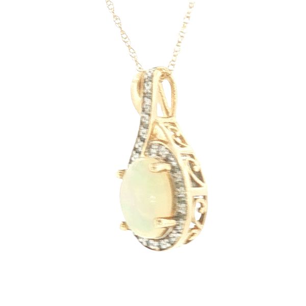 Luminous Glow: Opal & Diamond Pendant Necklace Image 2 Bryan Jewelry Prattville, AL