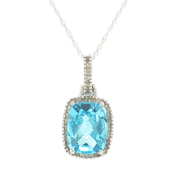 Ocean Radiance: Blue Topaz & Diamond Halo Pendant Bryan Jewelry Prattville, AL
