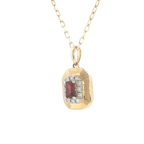Refined Glow: Petite Ruby & Diamond Halo Pendant Image 2 Bryan Jewelry Prattville, AL