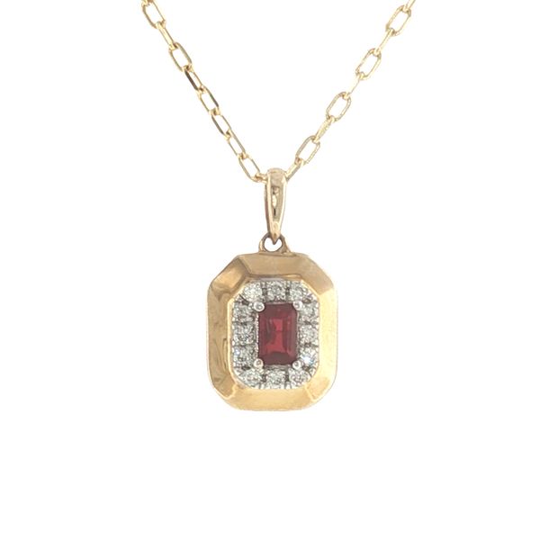 Refined Glow: Petite Ruby & Diamond Halo Pendant Bryan Jewelry Prattville, AL