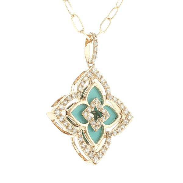 Versatile Beauty: Turquoise & Diamond Reversible Pendant Image 4 Bryan Jewelry Prattville, AL