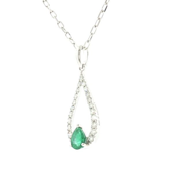 Elegant Radiance: Emerald & Diamond Drop Pendant Image 3 Bryan Jewelry Prattville, AL