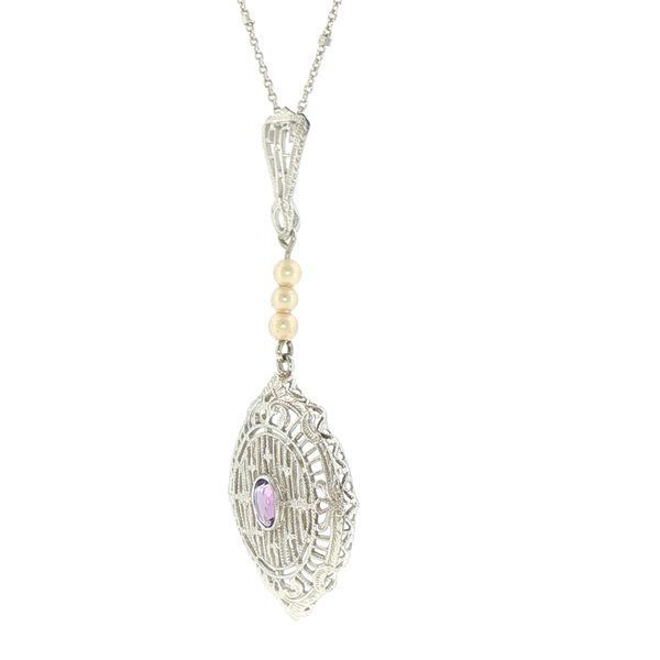 Art Deco Amethyst & Pearl Pendant Image 4 Bryan Jewelry Prattville, AL