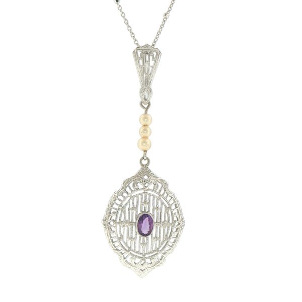 Art Deco Amethyst & Pearl Pendant Bryan Jewelry Prattville, AL