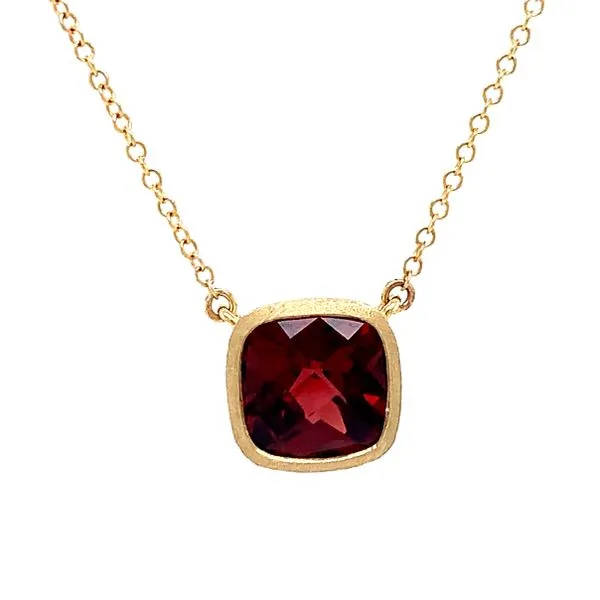Bezel Set Cushion Garnet Necklace Image 3 Bryan Jewelry Prattville, AL