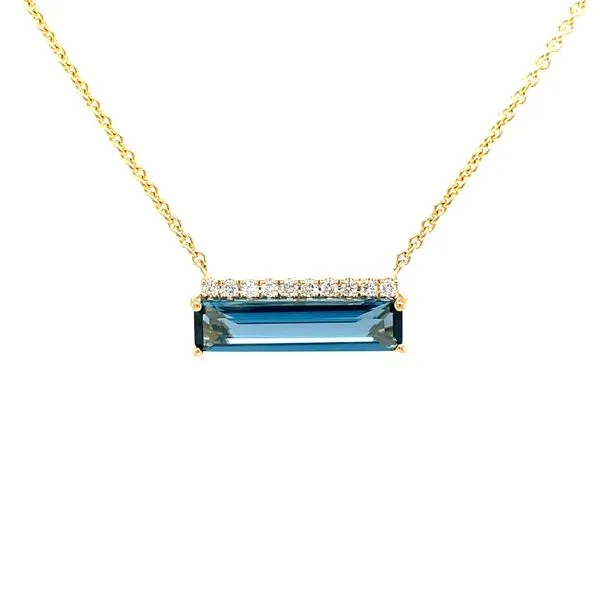Blue Topaz Baguette Trapeze Bar Image 3 Bryan Jewelry Prattville, AL