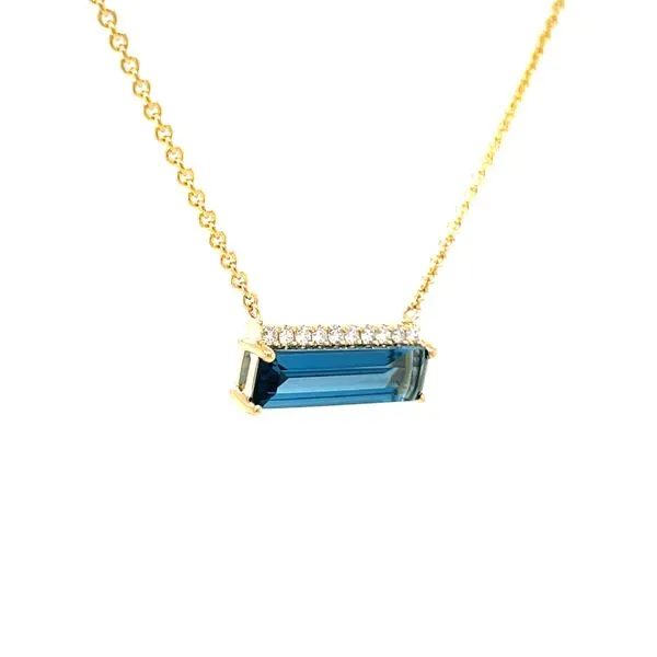 Blue Topaz Baguette Trapeze Bar Image 2 Bryan Jewelry Prattville, AL
