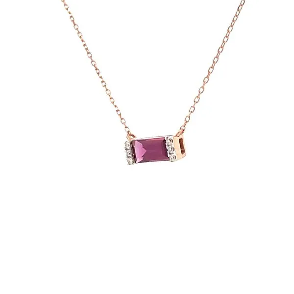 Modern Birthstone Necklace-Rhodolite Garnet-July-adjustable 16-17-18 Image 2 Bryan Jewelry Prattville, AL
