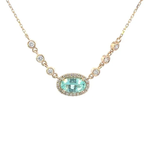 Paraiba Tourmaline & diamond necklace-18ky-adjustable Bryan Jewelry Prattville, AL