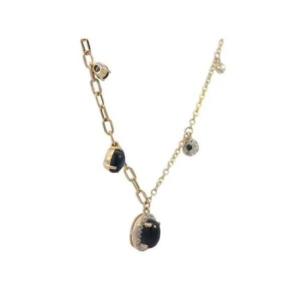 Graduated oval sapphires with round diamonds in 14ky half paperclip chain Image 2 Bryan Jewelry Prattville, AL