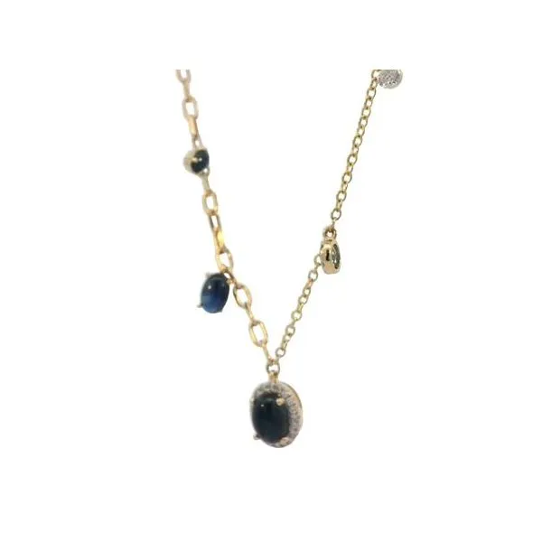 Graduated oval sapphires with round diamonds in 14ky half paperclip chain Image 3 Bryan Jewelry Prattville, AL