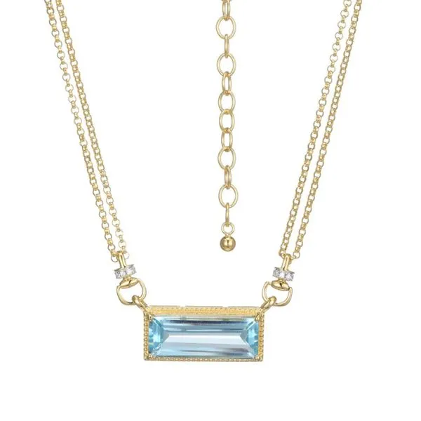 Blue Topaz and CZ yellow plated necklace (17 + 2) adjustable Bryan Jewelry Prattville, AL