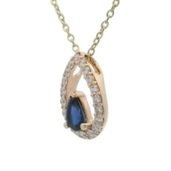 Sapphire and diamond necklace in 14k yellow gold Image 3 Bryan Jewelry Prattville, AL