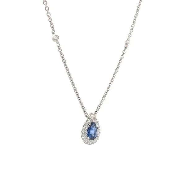 Pear Shaped Sapphire & Diamond Necklace Image 2 Bryan Jewelry Prattville, AL