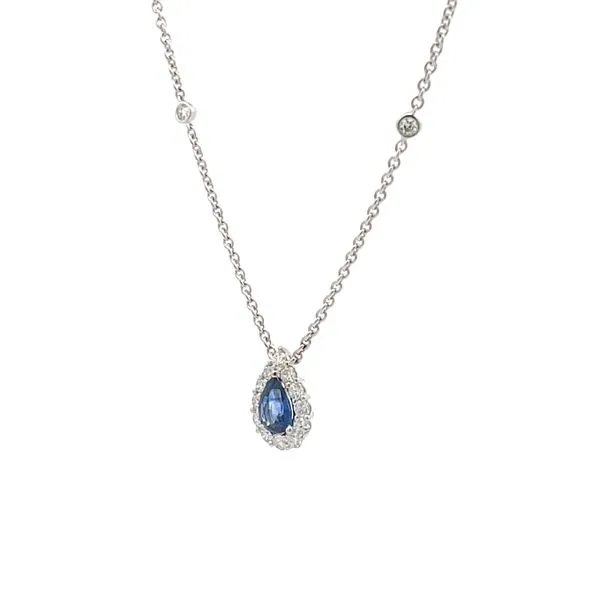 Pear Shaped Sapphire & Diamond Necklace Image 3 Bryan Jewelry Prattville, AL