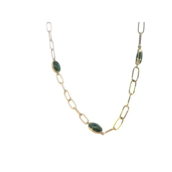 Oval Malachite Paper Clip Chain Necklace Bryan Jewelry Prattville, AL