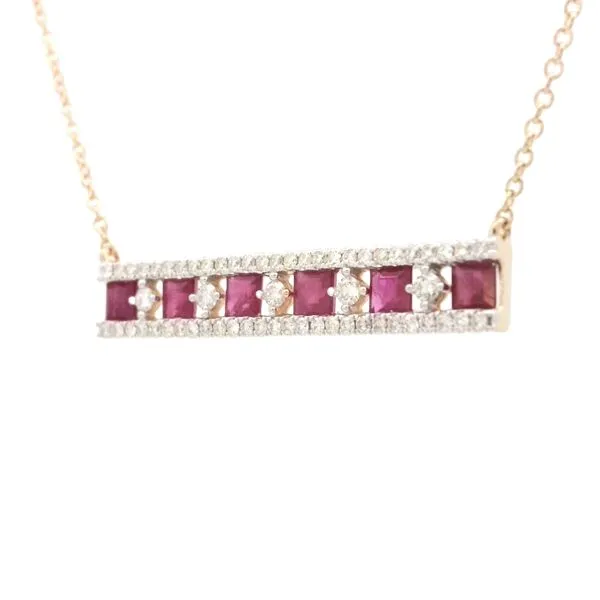 Ruby & Diamond Trapeze Necklace-14ky Image 4 Bryan Jewelry Prattville, AL