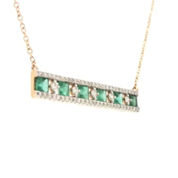 Emerald & Diamond Trapeze Necklace-14ky Image 2 Bryan Jewelry Prattville, AL
