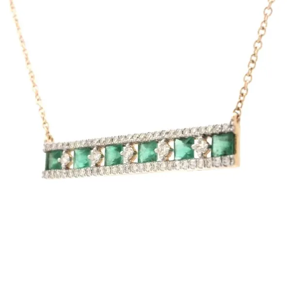 Emerald & Diamond Trapeze Necklace-14ky Image 4 Bryan Jewelry Prattville, AL