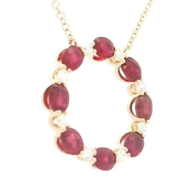 Ruby & Diamond Circle Necklace-14ky Image 2 Bryan Jewelry Prattville, AL