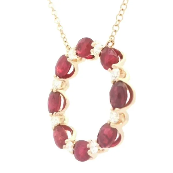 Ruby & Diamond Circle Necklace-14ky Image 4 Bryan Jewelry Prattville, AL
