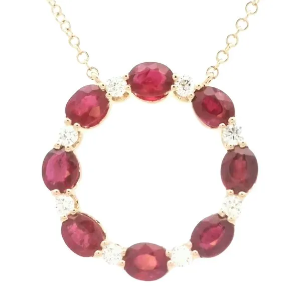 Ruby & Diamond Circle Necklace-14ky Bryan Jewelry Prattville, AL