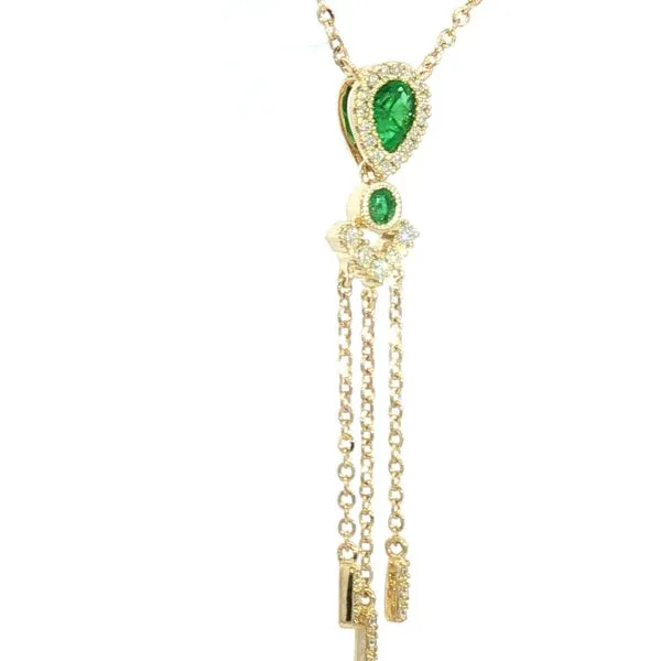 Y-Drop Emerald & Diamond Necklace in 14ky Image 2 Bryan Jewelry Prattville, AL